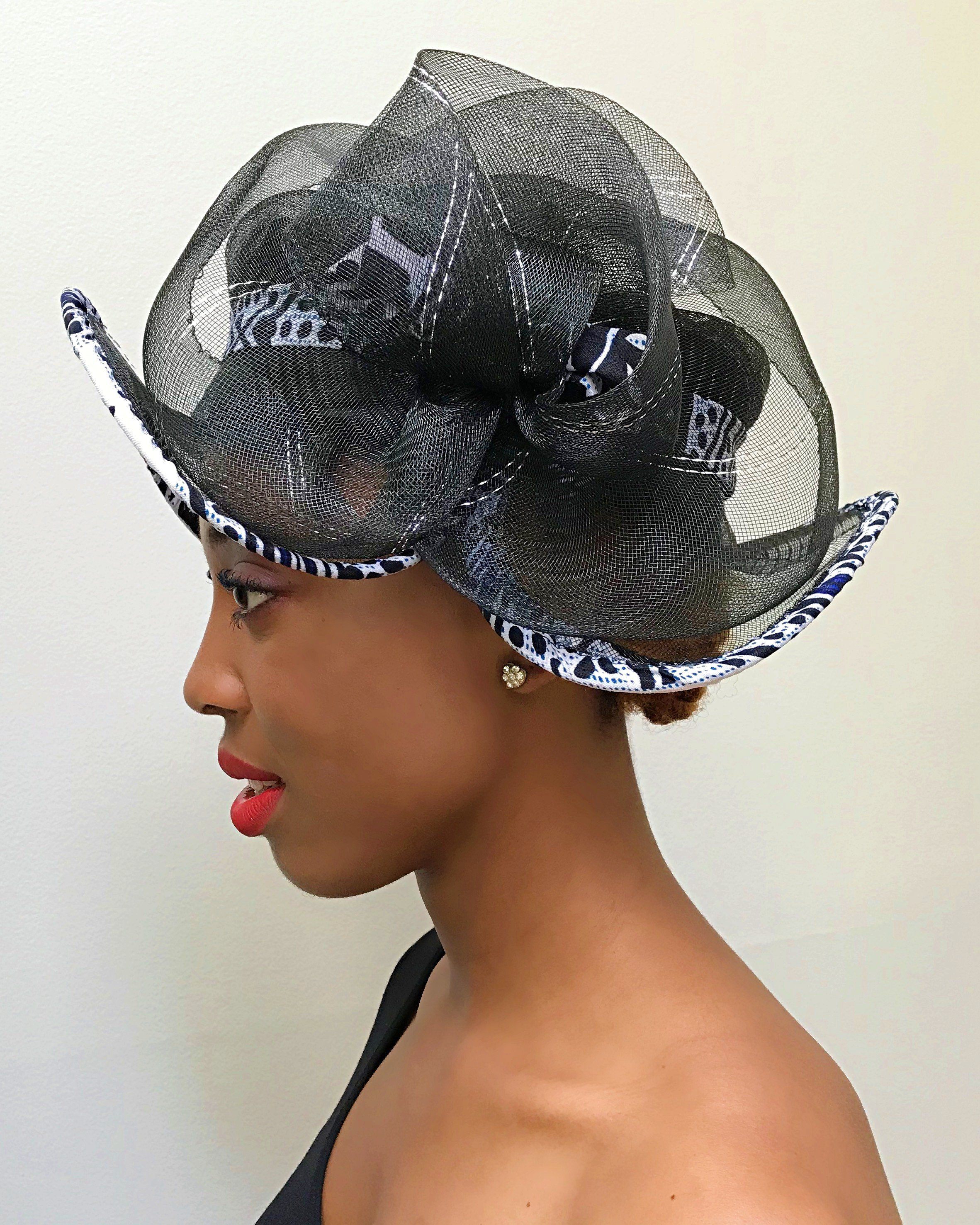 Zona African Print Church Hat - Black