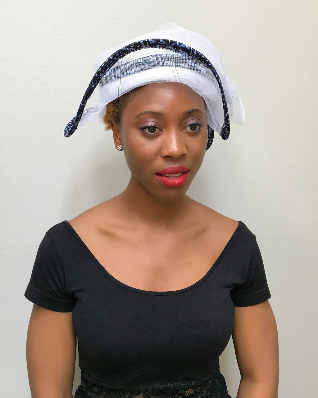 African Print Church Hat - White