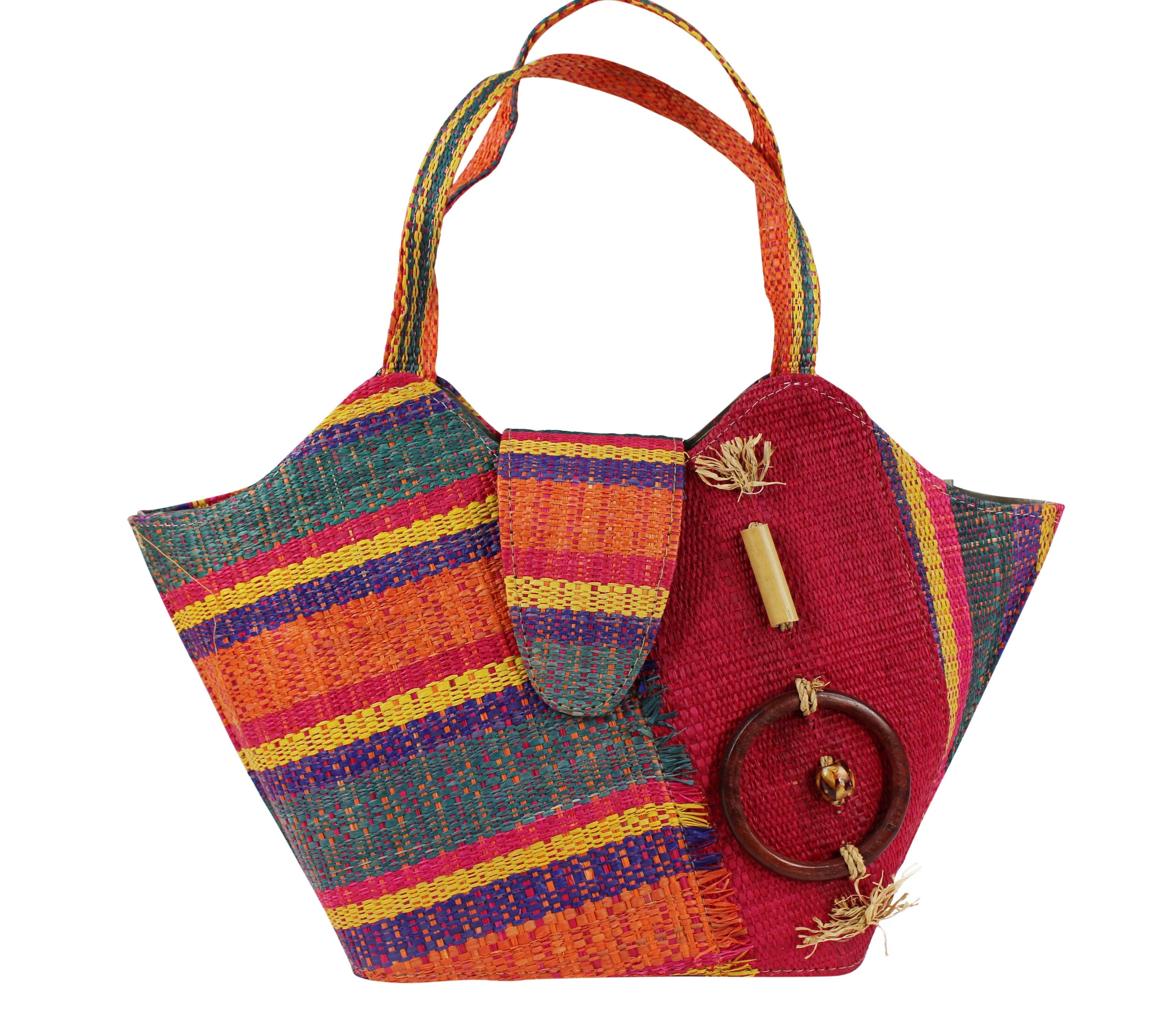 African Hand Woven Raffia Fibers Handbag
