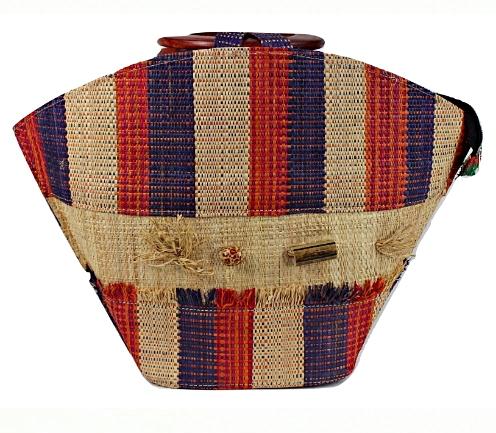 African Handmade Raffia Fibers Basket Handbag