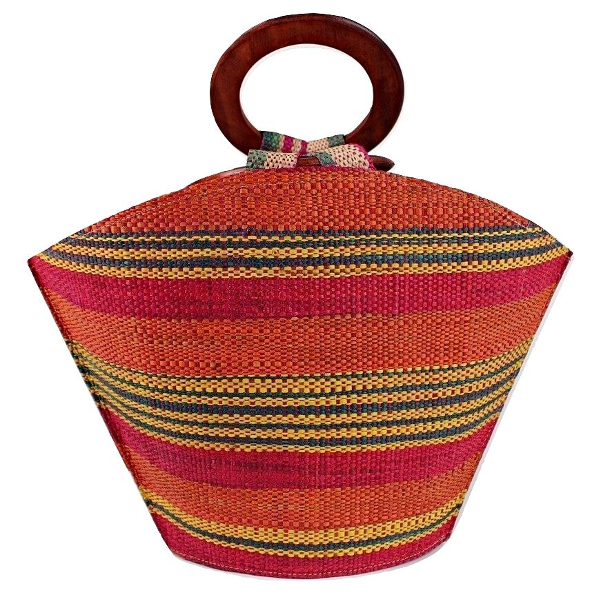 African Handmade Raffia Fibers Basket Handbag