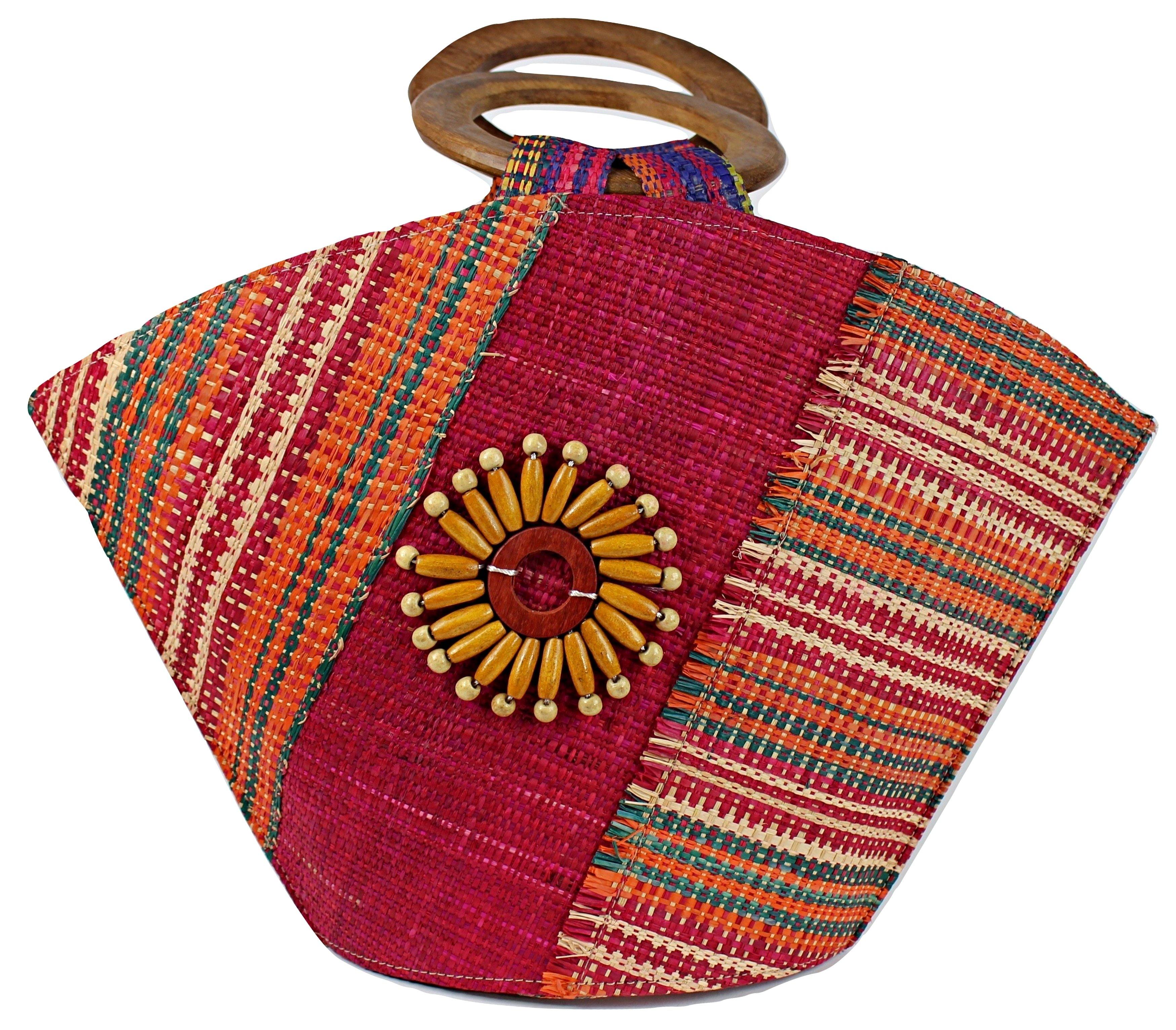 Handmade Raffia Fibers African Basket Bag