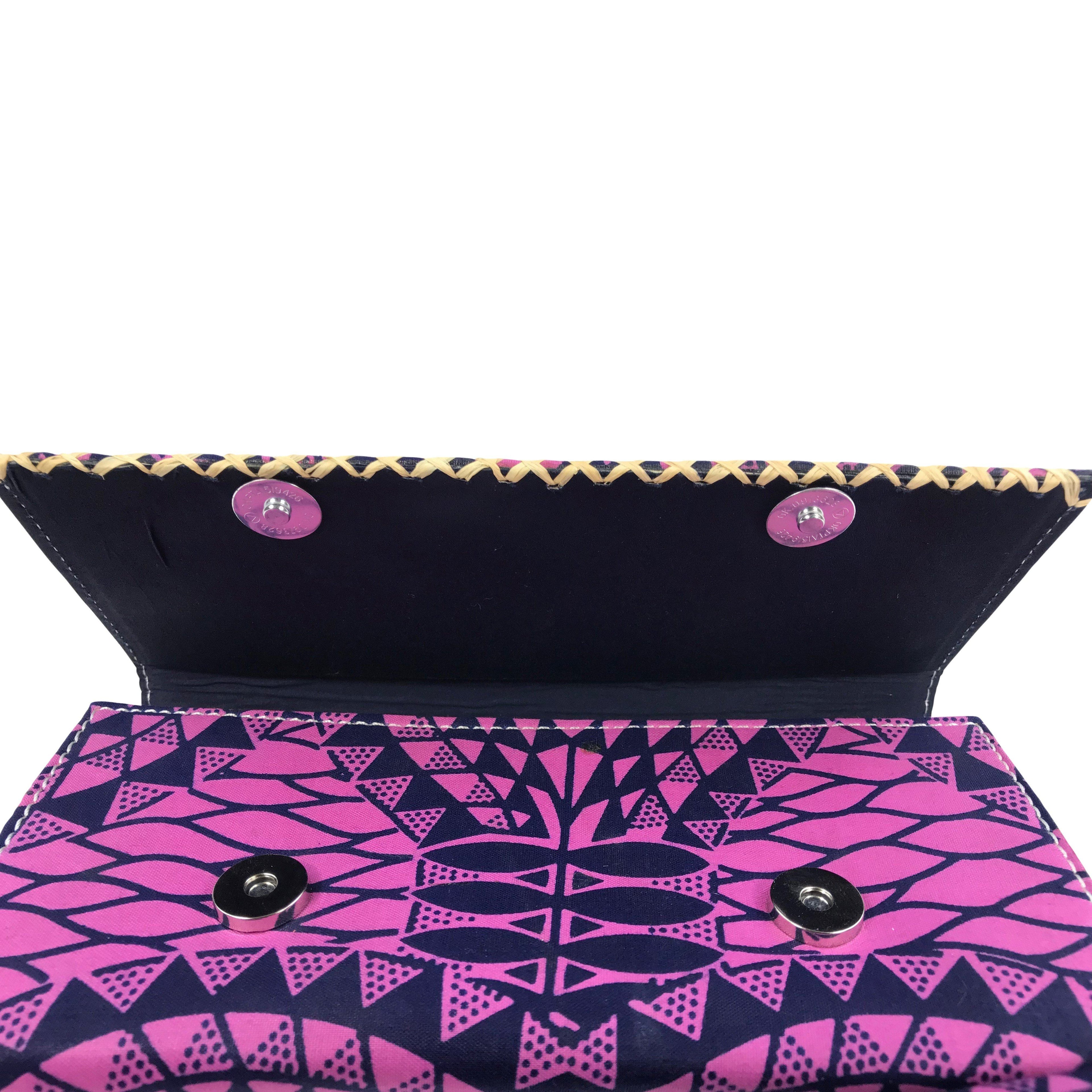 Ada African Print Clutch / Ankara Purse Wallet - Pink