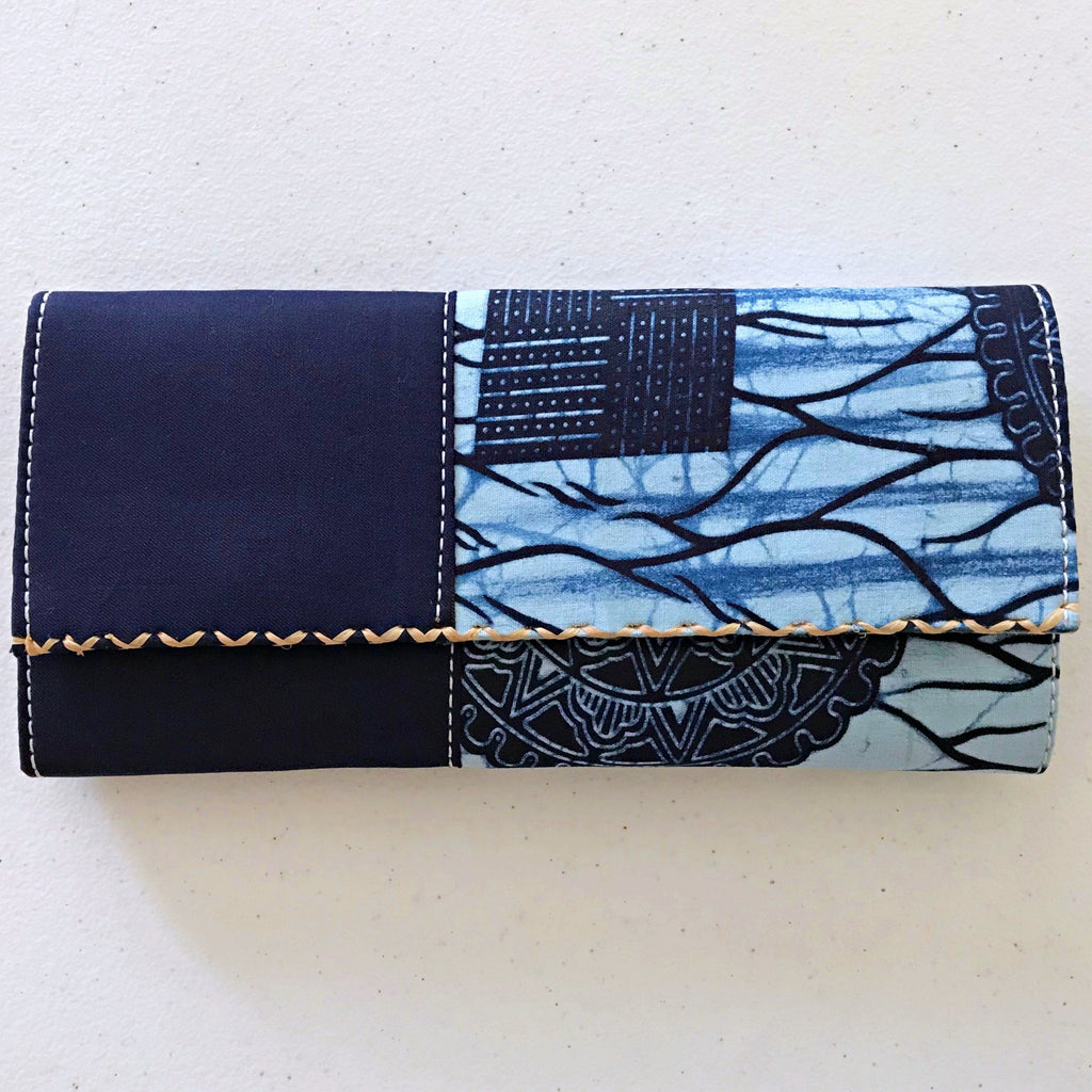 Akin African Print Purse Wallet - Blue