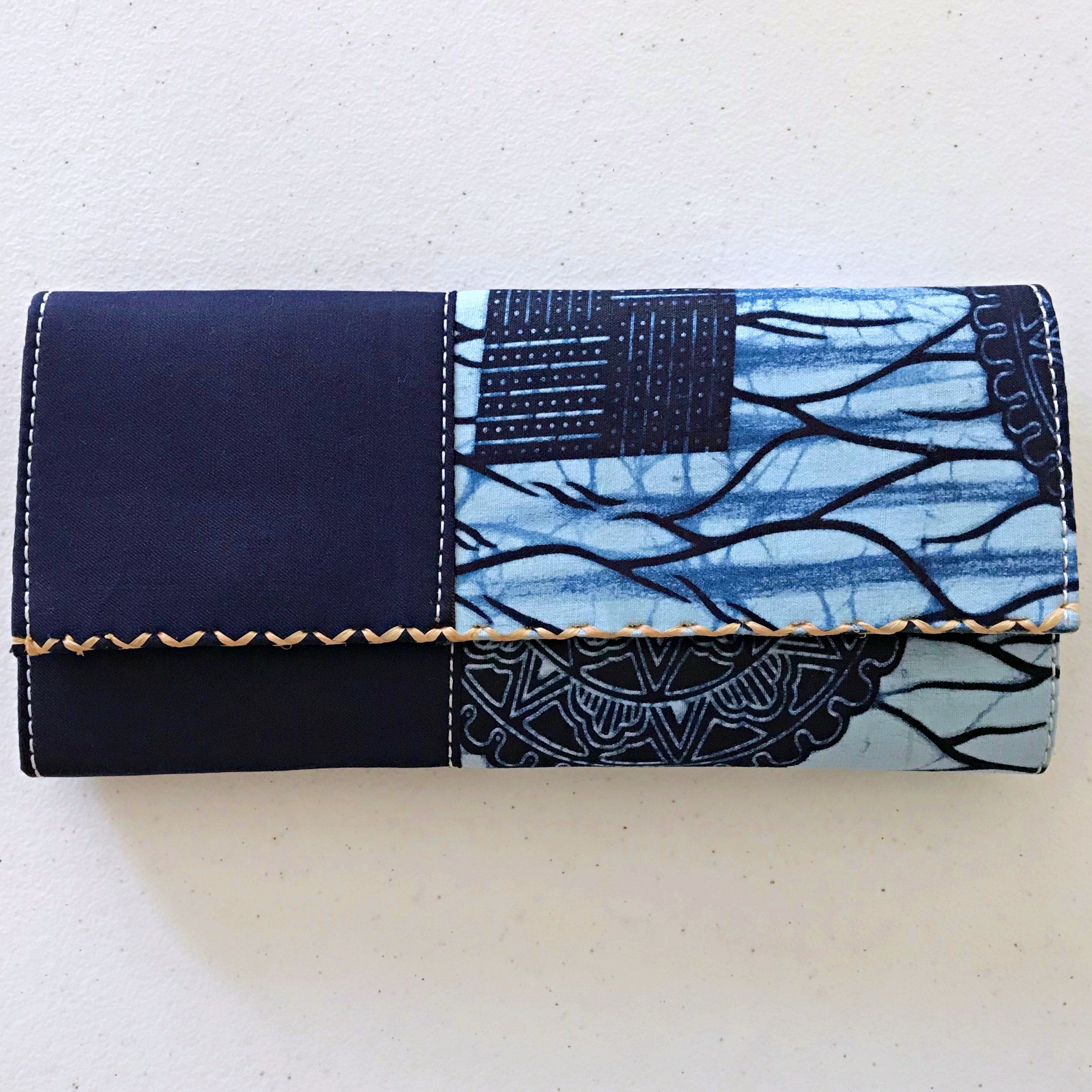Akin African Print Purse Wallet - Blue