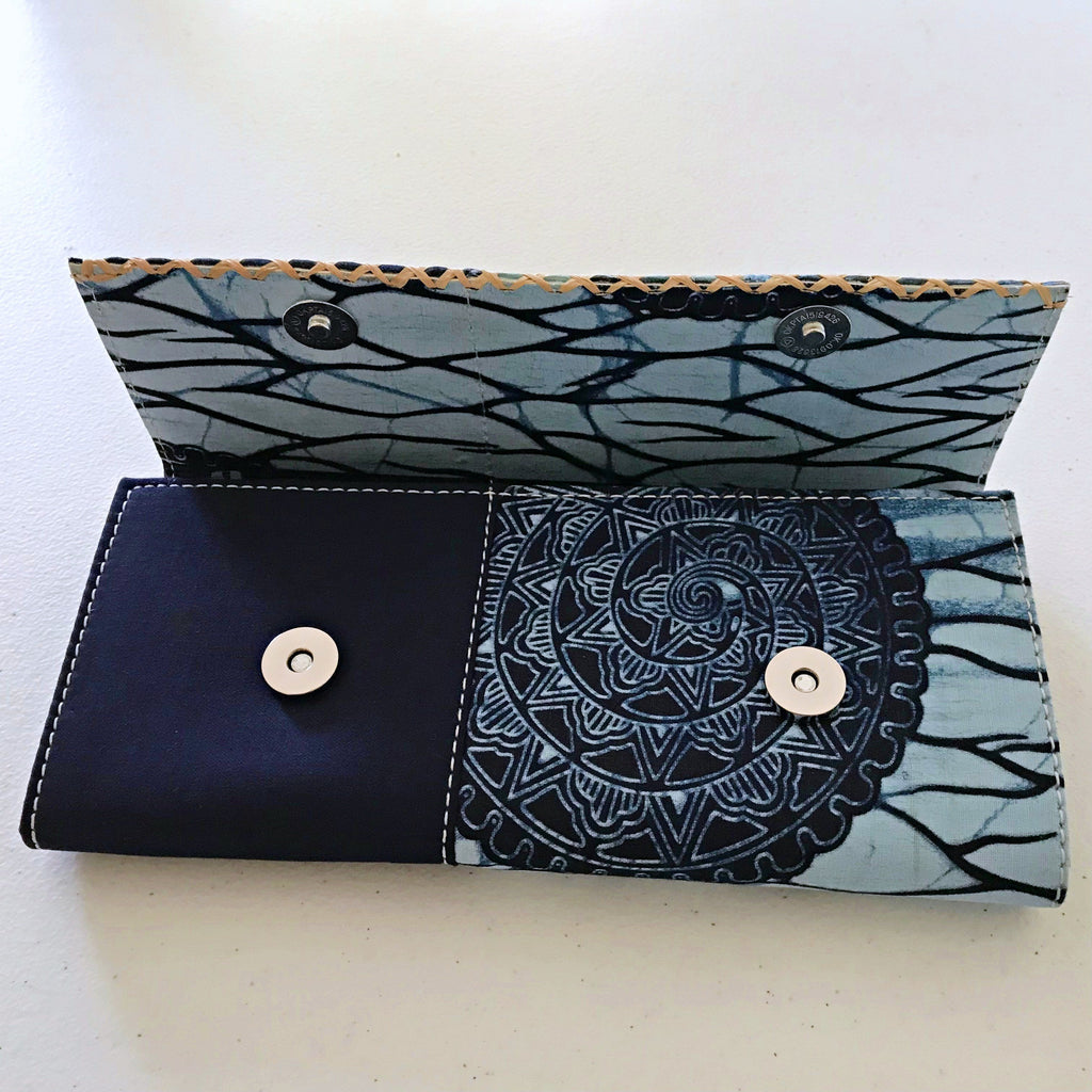 Akin African Print Purse Wallet - Blue